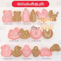 Sét 8 khuôn nhấn VỊT - GẤU cutter bánh cookie nhấn đậu
